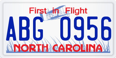 NC license plate ABG0956
