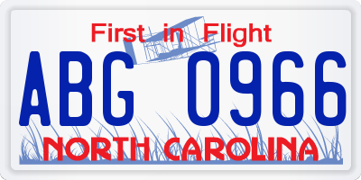 NC license plate ABG0966