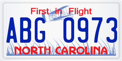 NC license plate ABG0973