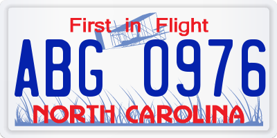 NC license plate ABG0976