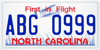 NC license plate ABG0999
