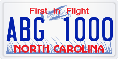 NC license plate ABG1000
