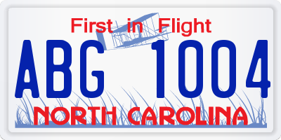 NC license plate ABG1004