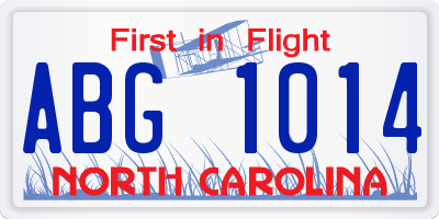 NC license plate ABG1014