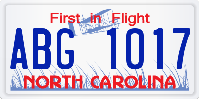 NC license plate ABG1017