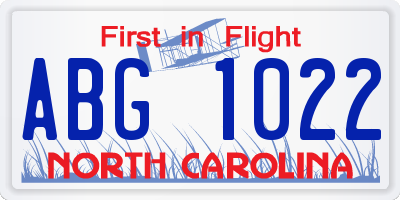 NC license plate ABG1022