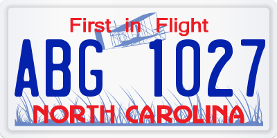 NC license plate ABG1027