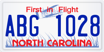 NC license plate ABG1028