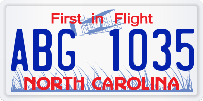 NC license plate ABG1035
