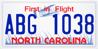 NC license plate ABG1038