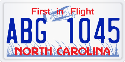 NC license plate ABG1045