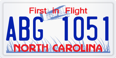 NC license plate ABG1051