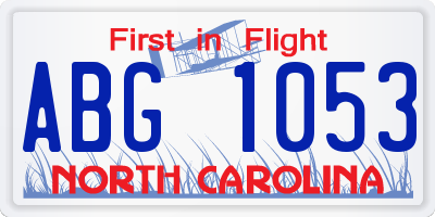 NC license plate ABG1053