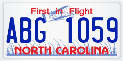 NC license plate ABG1059