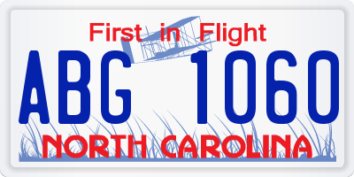 NC license plate ABG1060