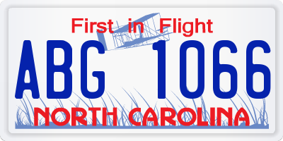 NC license plate ABG1066