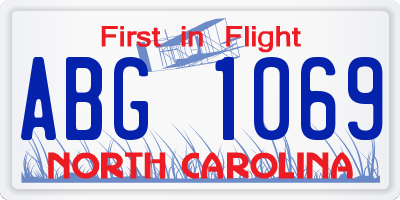 NC license plate ABG1069