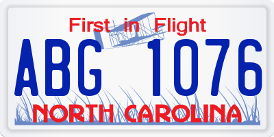 NC license plate ABG1076
