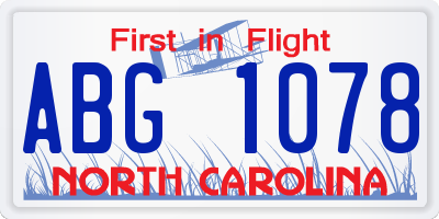 NC license plate ABG1078