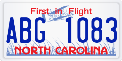 NC license plate ABG1083