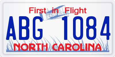 NC license plate ABG1084