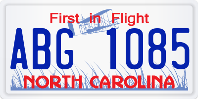 NC license plate ABG1085