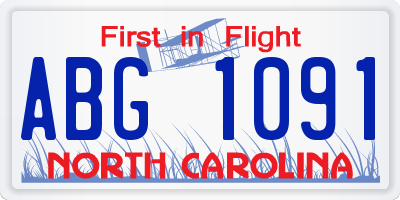 NC license plate ABG1091