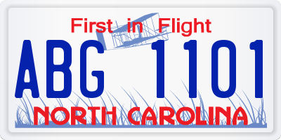 NC license plate ABG1101