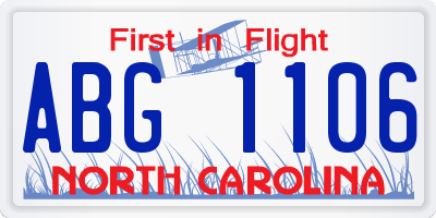 NC license plate ABG1106