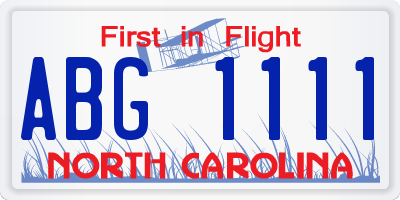 NC license plate ABG1111