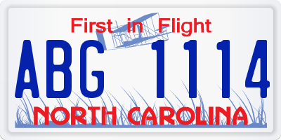 NC license plate ABG1114