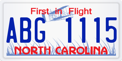 NC license plate ABG1115