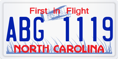 NC license plate ABG1119