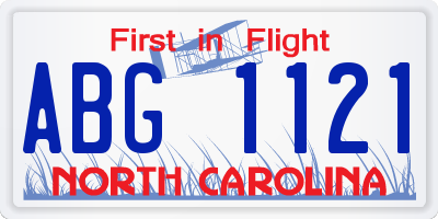 NC license plate ABG1121