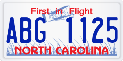 NC license plate ABG1125