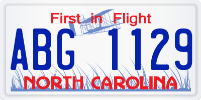 NC license plate ABG1129