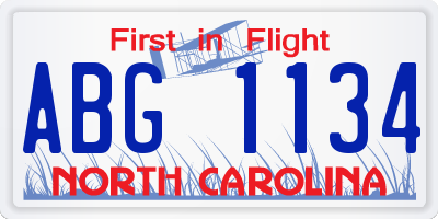NC license plate ABG1134
