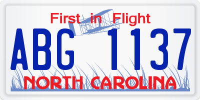 NC license plate ABG1137