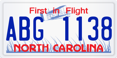 NC license plate ABG1138