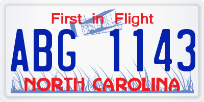 NC license plate ABG1143
