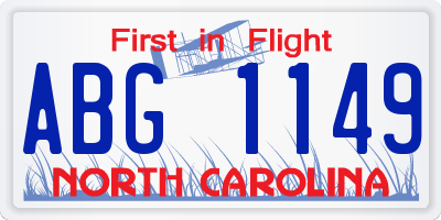 NC license plate ABG1149