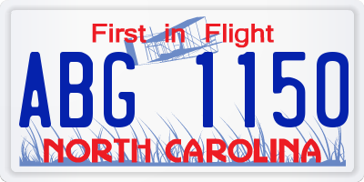 NC license plate ABG1150