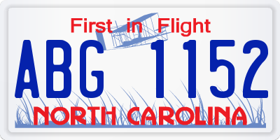 NC license plate ABG1152