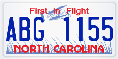 NC license plate ABG1155