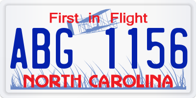NC license plate ABG1156
