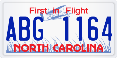 NC license plate ABG1164