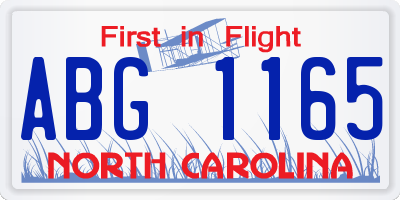 NC license plate ABG1165