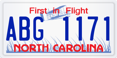 NC license plate ABG1171