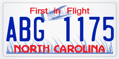 NC license plate ABG1175