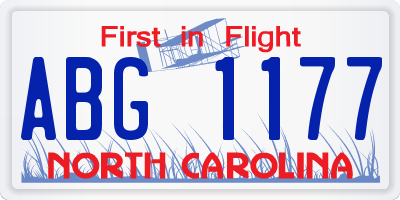 NC license plate ABG1177